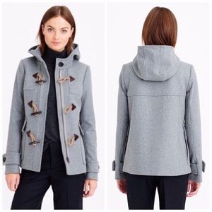 J. Crew gray Melton wool toggle coat - size 0 NWOT